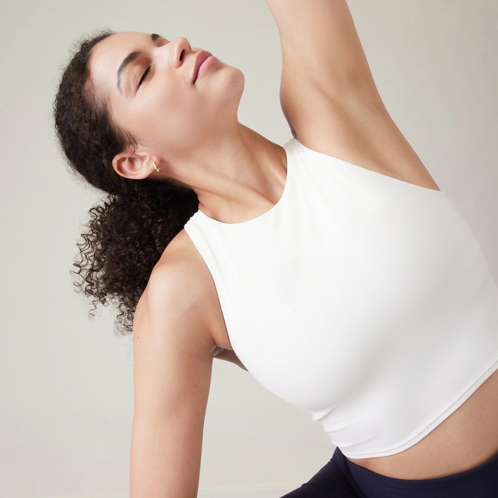 1X | Athleta Conscious Crop Bra | High Neck Racer Back Sports Bra | Plus